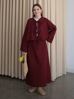 Bağcıklı İkili Bordo Takım