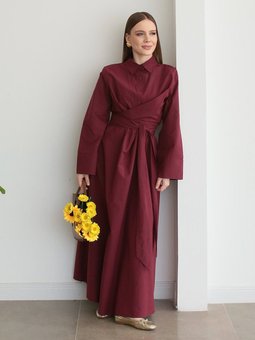 Çapraz Bağlamalı Bordo Elbise