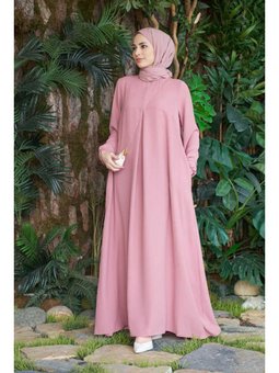 Berlin A Pileli Elbise Pudra