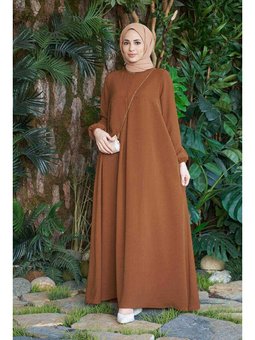 Berlin A Pileli Elbise Tütün