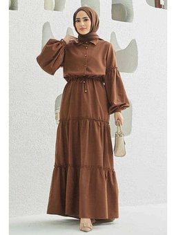 Carla Büzgülü Elbise Kahve