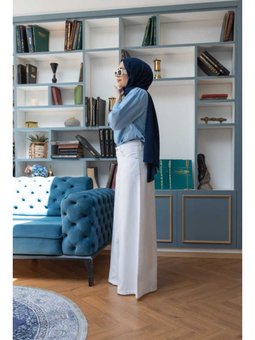 Gabardin Pantolon Etek Beyaz