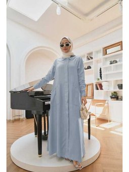 Tensel Düğmeli Ferace Mavi