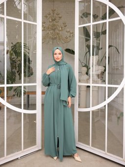 Mint Robalı Boncuklu Ferace