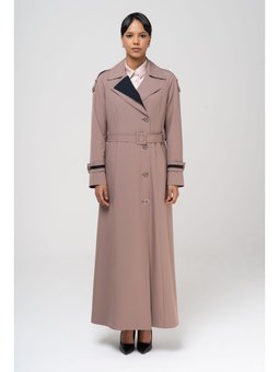 Garnili Apolet Ve Çift Yaka Detaylı Astarlı Vizon Pardesü