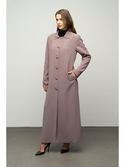Gömlek Yaka Punto Dikiş Detaylı Büyük Beden Astarlı Vizon Pardesü