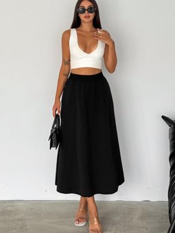 Bej Uzun Beli Güpür Detaylı Etek