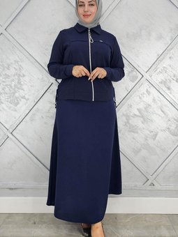 Lacivert Büzgü Detaylı İkili Takım