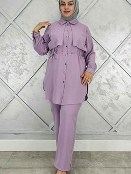 Lila Beli Bağcıklı İkili Takım