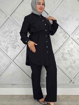 Siyah Beli Bağcıklı İkili Takım
