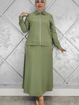 Yeşil Büzgü Detaylı İkili Takım