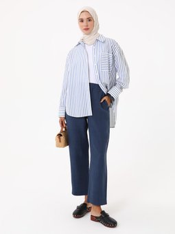 Keten İndigo Pantolon