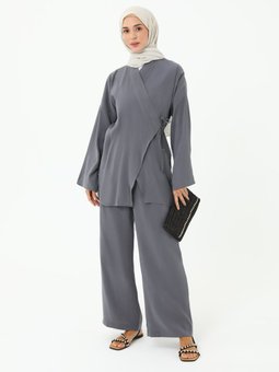 Modal Pantolon Kimono İkili Gri Takım