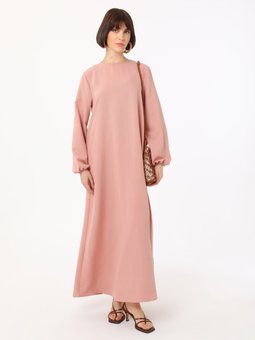 Yumuşak Tuşeli Gül Kurusu Elbise