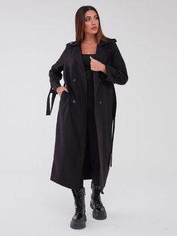 Kamuflaj Kadın Oversize Sarı Trençkot Siyah