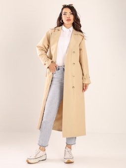 Tasarım Kadın Oversize Bej Trençkot