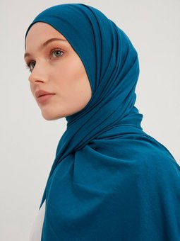 Likralı Penye Okyanus Mavi Şal