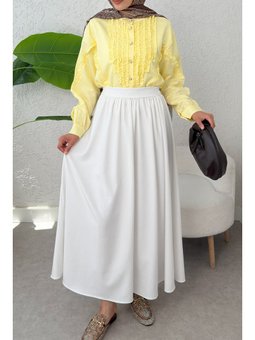 Çan Kesim Kloş Beyaz Etek