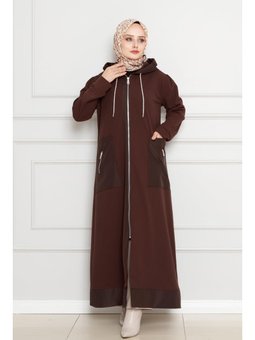 Torba Cep Kapüşonlu Kahverengi Kap