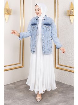 Cepli Denim Açık Mavi Ceket