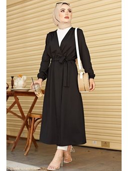 Belden Bağlamalı Hırka Siyah