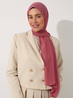 Şifon Pembe Kuvars Şal