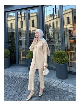 Pantolonlu Bürümcük Bej Takım