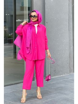 Pantolonlu Fuşya Takım