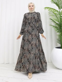 Düğmeli Siyah Elbise