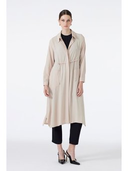 Gömlek Yaka Cep Detaylı Uzun Bej Giy Çık Gç