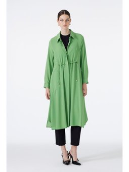 Gömlek Yaka Cep Detaylı Uzun Yeşil Giy Çık Gç