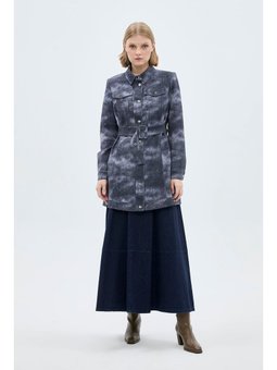 Gömlek Yaka Kemer Detaylı Lacivert Ceket C