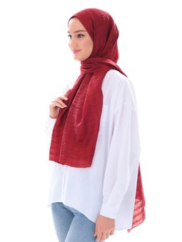 Baklava Desen Jakar Elegante Seri Viscon Red Şal Askısı İle Birlikte Kırmızı