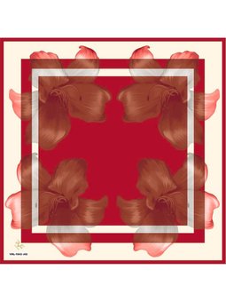 Çiçekli Desen Black Seri Twill Kırıkbeyaz Eşarp Askısı İle Birlikte 90x90 Cm Kırmızı