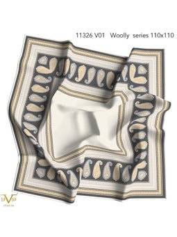 Desenli Italian Cashmere Seri Askısı İle Birlikte Gri Eşarp