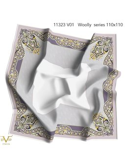 Desenli Italian Cashmere Seri Askısı İle Birlikte Lila Eşarp