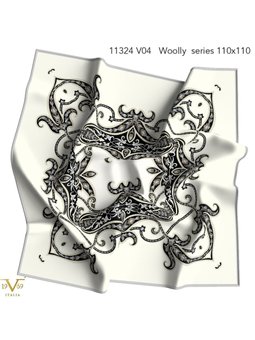 Desenli Italian Cashmere Seri Askısı İle Birlikte Siyah Eşarp