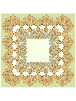 Desenli İtalyan Şifon Askısı İle Birlikte 110x110 Cm Yeşil Eşarp