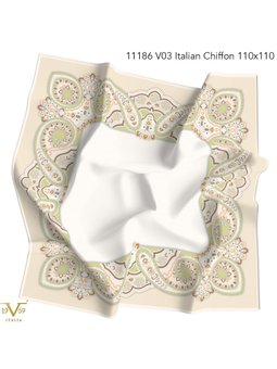 Desenli İtalyan Şifon Seri Askısı İle Birlikte 110x110 Cm Haki Eşarp