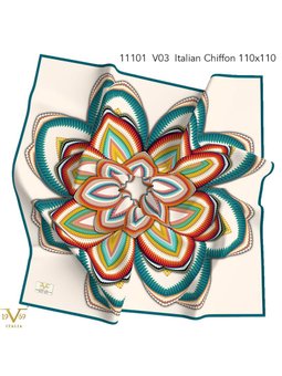 Desenli İtalyan Şifon Seri Askısı İle Birlikte 110x110 Cm Petrol Eşarp