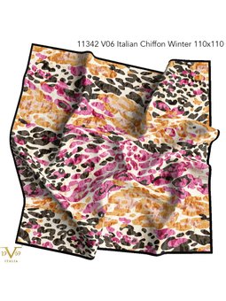 Desenli Kışlık İtalyan Şifon Askısı İle Birlikte 110x110 Cm Fuşya Eşarp