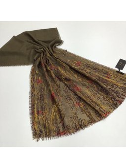 Eskitme Desen Haiti Seri Askısı İle Birlikte 90x200 Cm Haki Şal Kahve