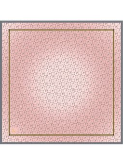 Geometrik Desen Black Seri Twill Askısı İle Birlikte 90x90 Cm Pudra Eşarp