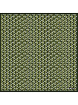 Geometrik Desen Black Seri Twill Askısı İle Birlikte 90x90 Cm Yeşil Eşarp