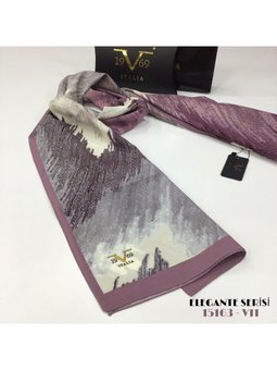 Geometrik Desen Elegante Seri Viscon Askısı İle Birlikte 75x200 Cm Pudra Şal Gri