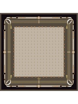 Geometrik Desen Gold Seri Twill Askısı İle Birlikte 90x90 Cm Haki Eşarp Vizon