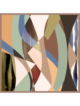 Geometrik Desen Gold Seri Twill Askısı İle Birlikte 90x90 Cm Kahve Yeşil Eşarp Mint