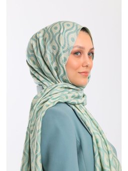 Helezon Desen Jakarlı Modal Seri Askısı İle Birlikte 75x200 Cm Krem Şal Mint