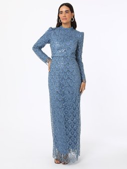 Belinda Acik Mavi Abiye Elbise