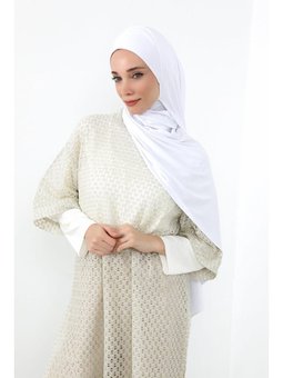 Boynu Kapatan Ninja Boneli Pratik Penye Beyaz Şal,ps